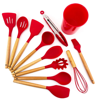 11 piece barrel style Silicone Cooking Spoon Set