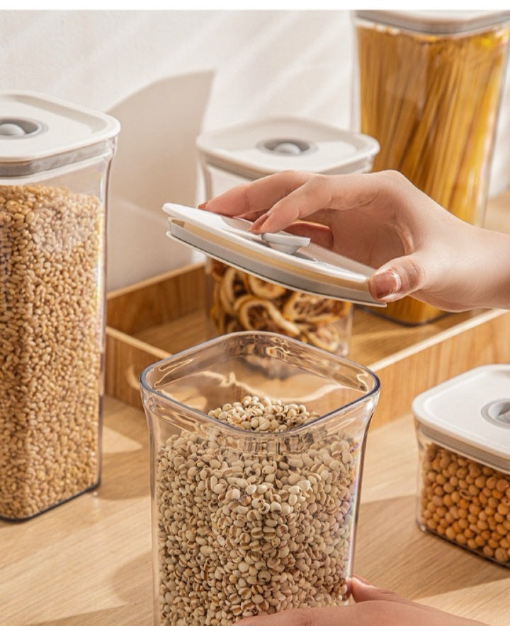Square Acrylic Sealed Cereal Jar